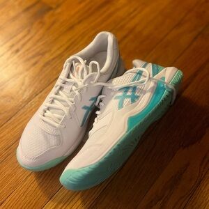 ASICS Women's White and Aqua Athletic Shoes